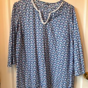 LIGHTWEIGHT SUMMER TALBOTS TUNIC 2X COTTON BREATHABLE LIGHTWEIGHT